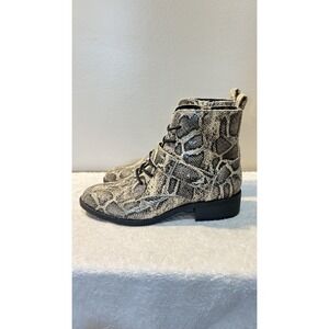 Express Women's Ankle Boots US 7 Snake Skin Print Lace Zip Buckle EUC‎